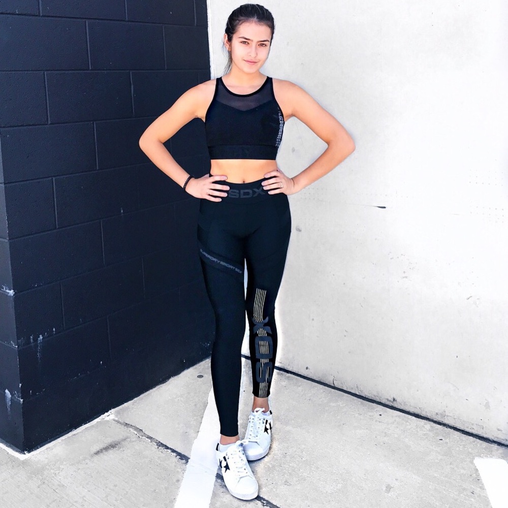 Black athletic leggings. Superdry